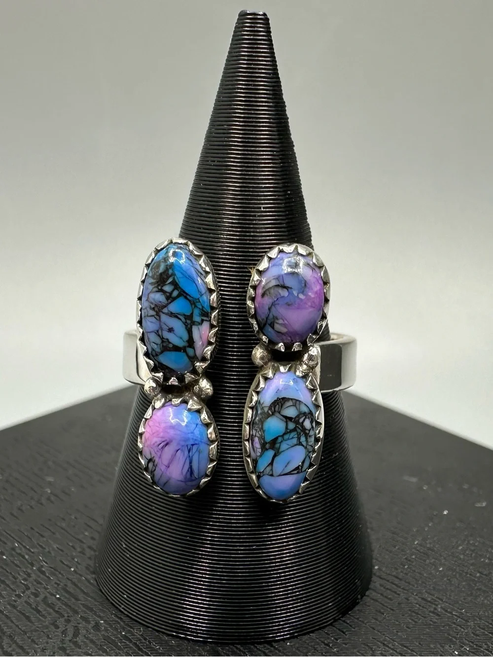 Monarch Dahlia Turquoise 925 Sterling Silver Adjustable Floater Bypass Ring